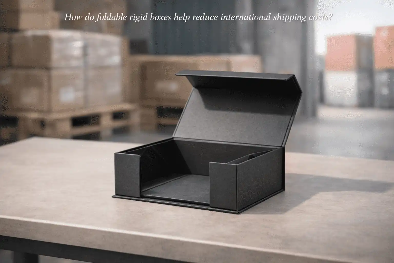 How do foldable rigid boxes help reduce international shipping costs?